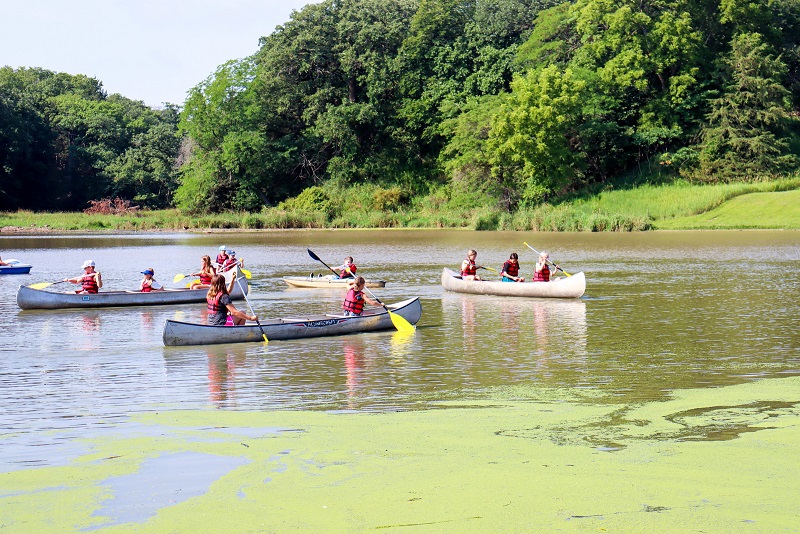 Group of campers in pray outdoors