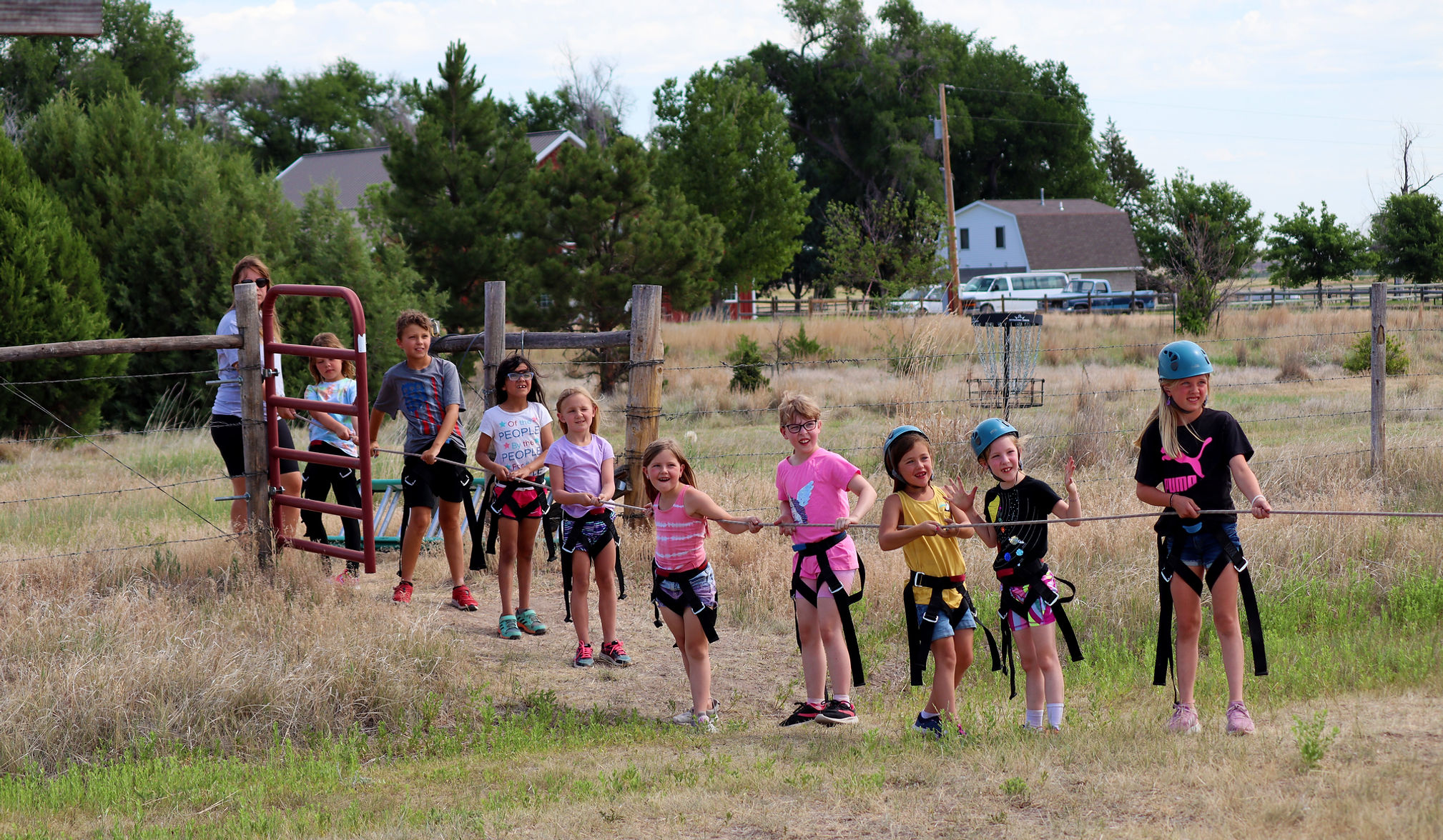 Group of campers in pray outdoors